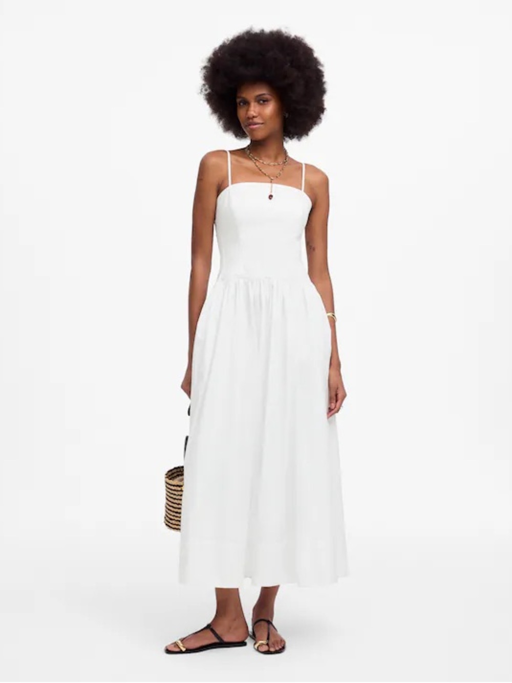 NWT Madewell Poplin Seamed Maxi Dress White Size 12 Cotton Preppy Bridal Casual